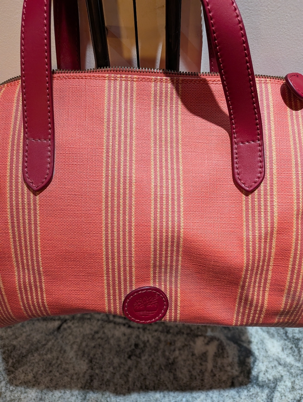 Timberland NWT Orange Red Striped Purse Handbag, Satchel - Picture 4 of 8